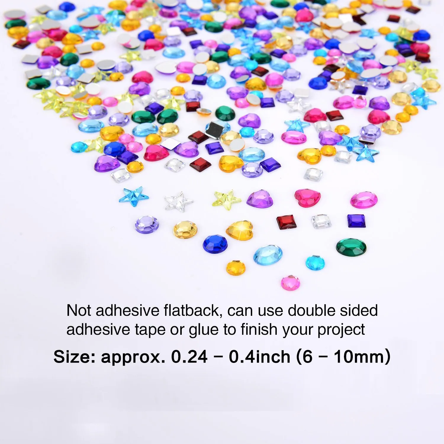 Adhesive gem stickers in mixed colours and sizes