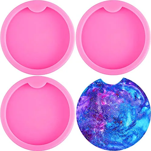 4 Pcs Car Silicone Coaster Molds Resin Keychain Pendant Mold