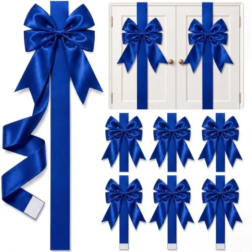 6 Pieces Navy Blue Christmas Cabinet Ribbons Bows for Kitchen