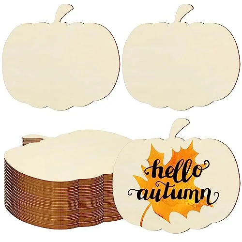 Wooden Pumpkin Cutout Wood Large Unfinished for Craft, 12 Pcs