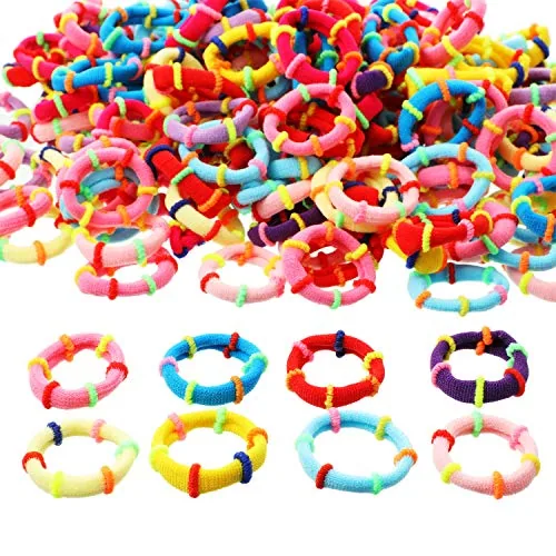 200 Pcs Colorful Elastic Hair Ties Seamless Cotton Hairband Ropes Soft