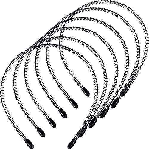 6 Pieces Unisex Hair Band Men Metal Headband wire Small Spring Black Hair