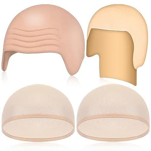 4Pcs Halloween Latex Bald Caps Costume