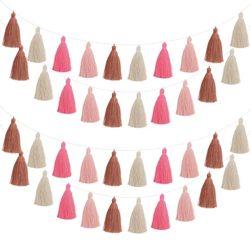 4 Pieces Tassel Garland Rose Red Pink Brown Khaki Tassel Garland for