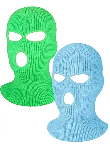2 Pieces Knitted Full Face Cover 3 Hole Mask Winter Balaclava Face Cover