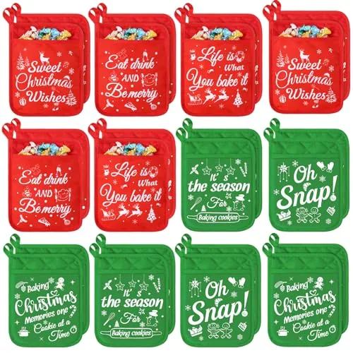 24 Pieces Christmas Pot Holders with Pocket