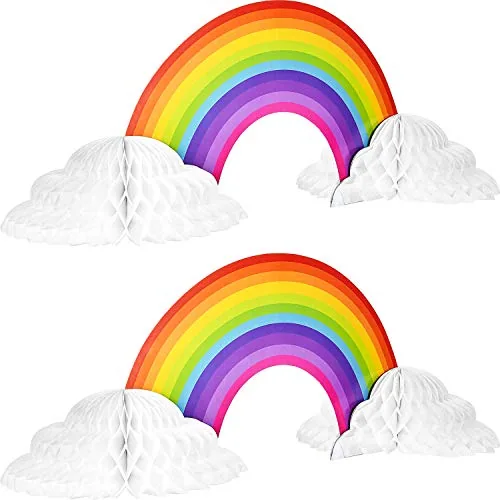 2 Pieces Rainbow Table Decorations Centerpiece with Clouds