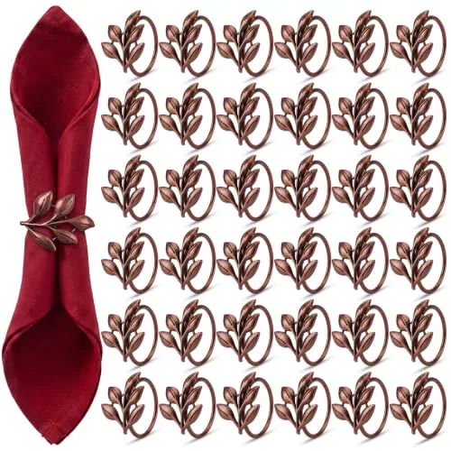 36 Pcs Leaf Napkin Rings, Bronze Napkin Rings