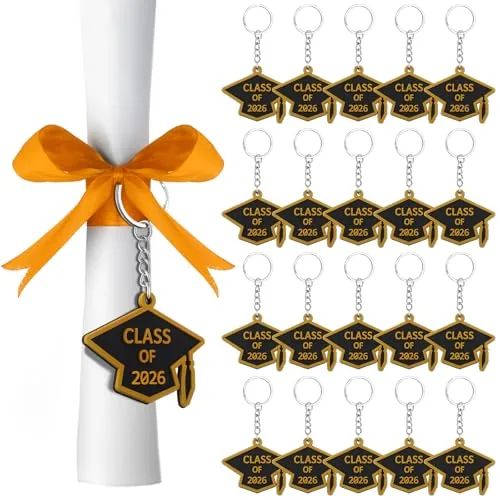 20 Pieces Class of 2026 Graduation Keychains Rubber Key Chains Grad