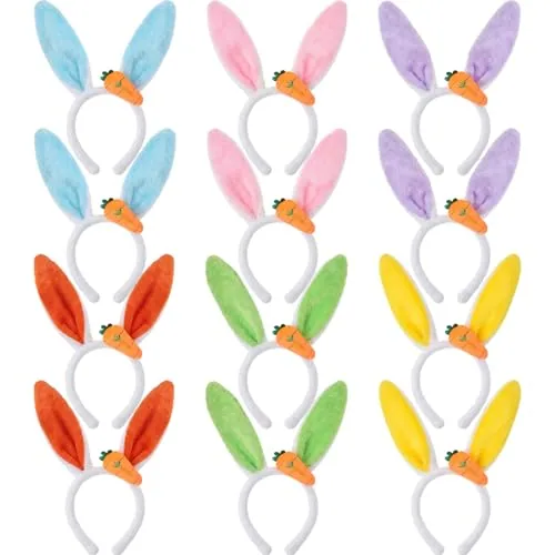 Halloween Bunny Ear Headband, Carrot Style, Light-colored, 12 Pcs