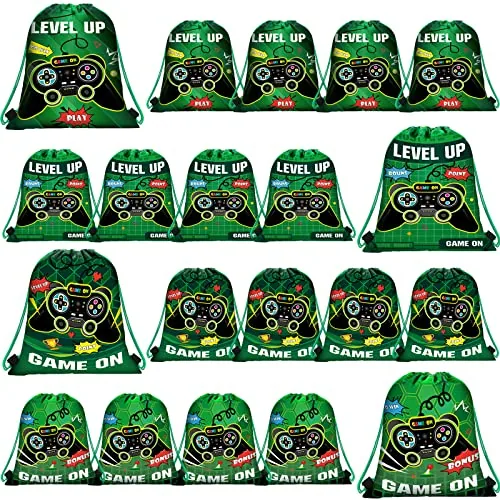 16 Pieces Video Game Drawstring Bags 12 x 10 Inch Video Game Party