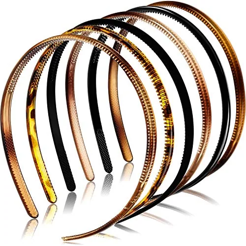 6 Plastic Thin Headbands, Multi-color