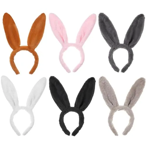 6 Pcs Halloween Bunny Ears Rabbit Headband Plush
