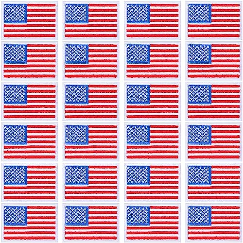 24 Pcs American Flag Iron on Patch Us Flag Embroidered