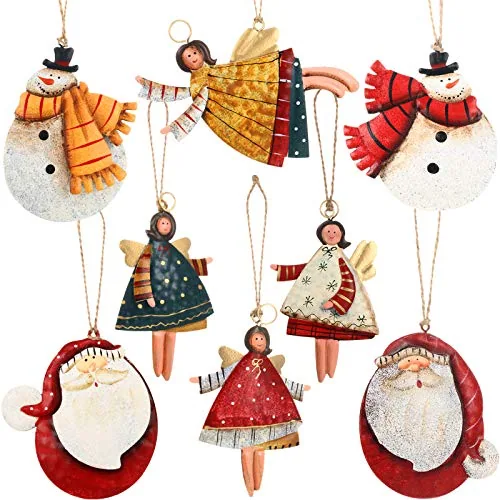 8 Pieces Christmas Tin Metal Ornaments Tin Dancing Flying Angels