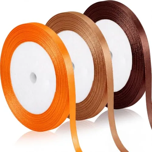 3 Rolls 75 Yards Fall Satin Ribbon for Gift Wrapping 1/4 Inch