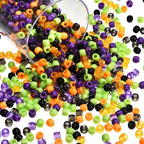 1000 Pieces Halloween Pony Beads DIY Craft Beads Plastic Pony Beads with