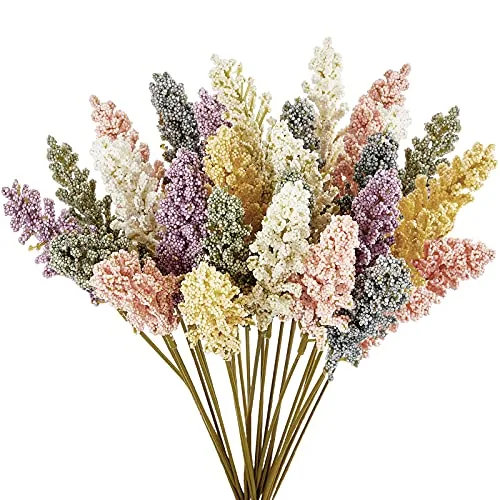 24 Pcs Artificial Breath Flowers Pastel Foam Berry Spike Picks Mini Fake