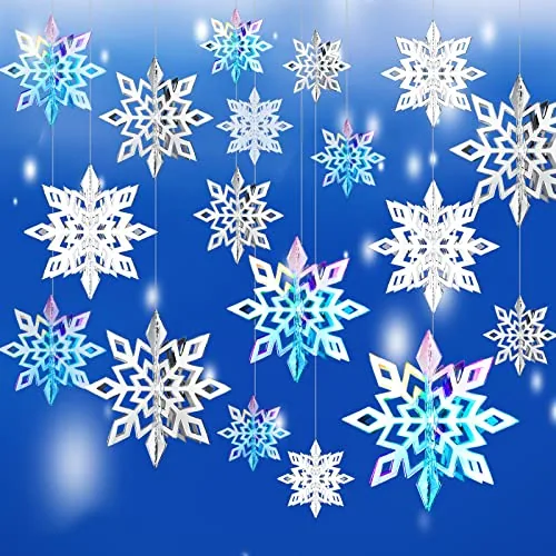 18 Pcs 3D Snowflake Ornaments