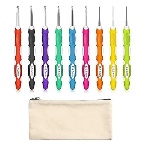 9 Pcs Ergonomic Crochet Hooks for Arthritic Hands