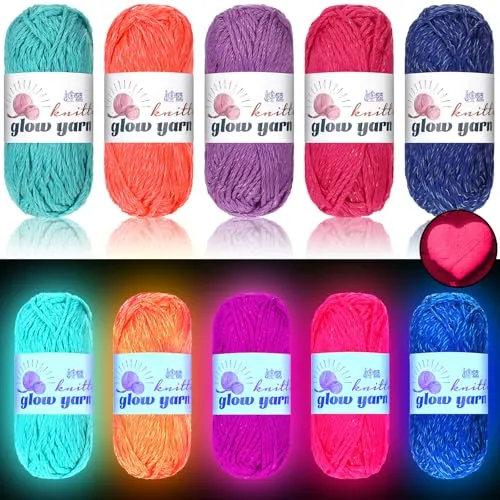 5 Rolls Glow in The Dark Yarn for Crocheting
