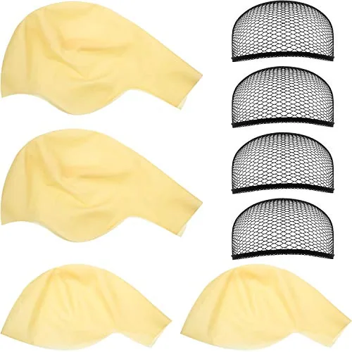 8 Pcs Halloween Bald Caps for Adults Latex Bald Cap with Head Wig Cap, 2