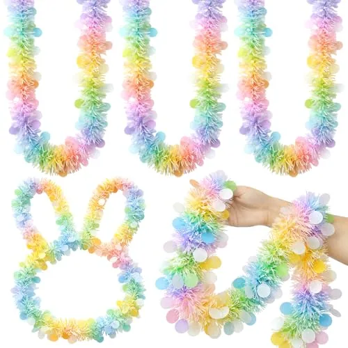 3 Pieces 49ft Easter Tinsel Garland Pastel Pink Blue Yellow