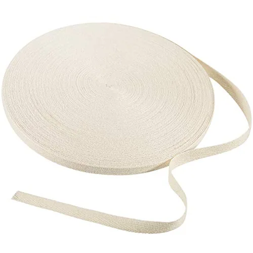 Cotton Twill Tape 54.7 Yards Herringbone,Beige,3/8 Inch Wide
