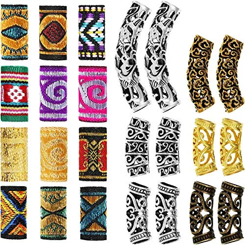 24 Pcs Hair Jewelry for Braids, African Loc Dreadlock Jewelry