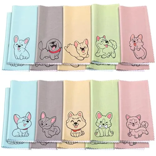 20 Pcs Microfiber Cleaning Cloth Cute Dog Design Microfiber Cloth Soft