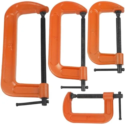 4 Pcs C Clamps Set 3'' 4'' 6'' 8'' Small Steel