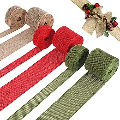 6 Rolls 33 Yards Christmas Burlap Ribbon