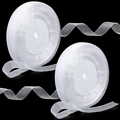 98 Yards White Sheer Organza Ribbon for Gift Wrapping, 5/8 Inch