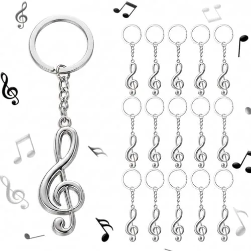 24 Pcs Musical Note Key Chain Back to School Metal Keychain