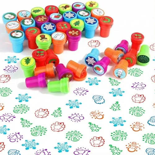 40 Pcs Winter Stamps Bright Colorful Plastic Winter Snowflake Stamps