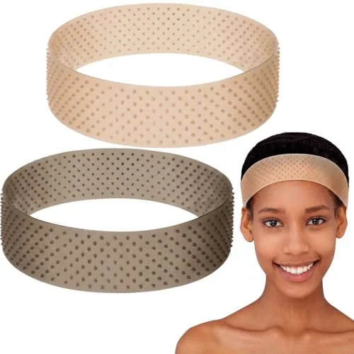 2 Pcs Silicone Wig Grip Band No Slip Band,L, Light Brown