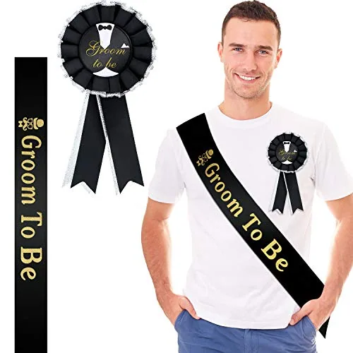 2 Pcs Groom Sash and Badge Set for Bachelor Party