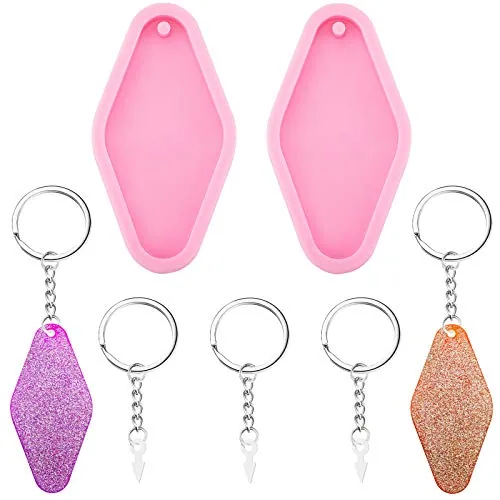 2 Pieces Diamond Silicone Keychain Mold Silicone Baking Fondant Molds