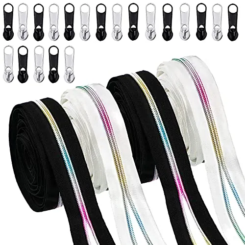 20 Yards Nylon Coil Zippers by the Yard #5 Rainbow Colorful Teeth