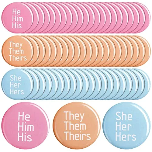 30 Pcs Pronoun Pins Bulk, He She They Gender Identity Badges