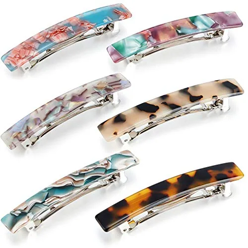 6 Pieces Tortoise Shell Hair Barrettes Medium French Snap Barrettes