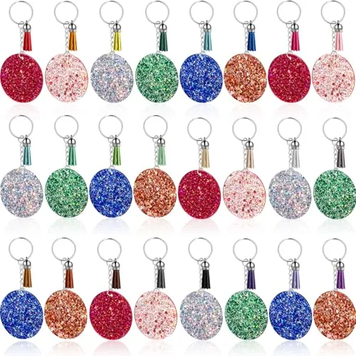 24 Set Acrylic Keychain Blanks Set Clear Acrylic Ornaments,24