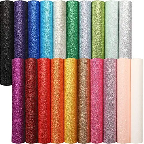 20 Pcs Shiny Glitter Faux Leather Sheets for Crafts,8.3'' x 11.8''
