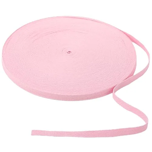 Cotton Twill Tape 54.7 Yards Herringbone,Pink,3/8 Inch Wide