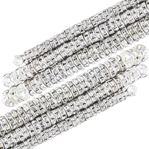 800 Pieces Round Rondelle Spacer Beads Crystal Rhinestone Loose Bead