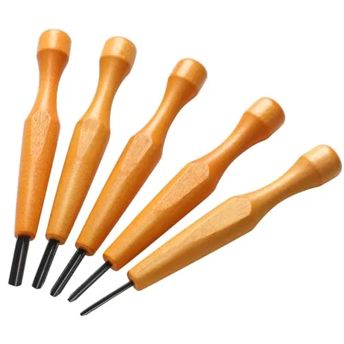 5 Pcs Linoleum Carving Tool Set Wood Handle Linocut