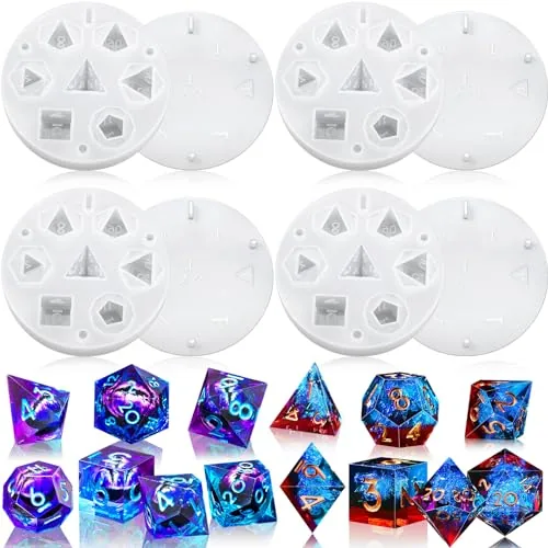 4 Pcs Dice Resin Molds Silicone for Epoxy Resin Casting with 7 Standard