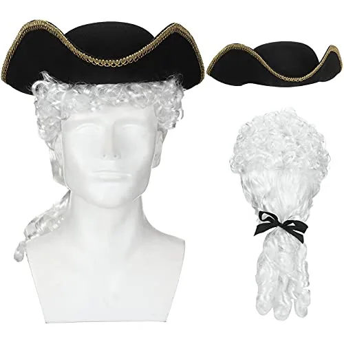 2 Pcs Halloween Colonial Costume Accessories Cosplay Judge Colonial Wig