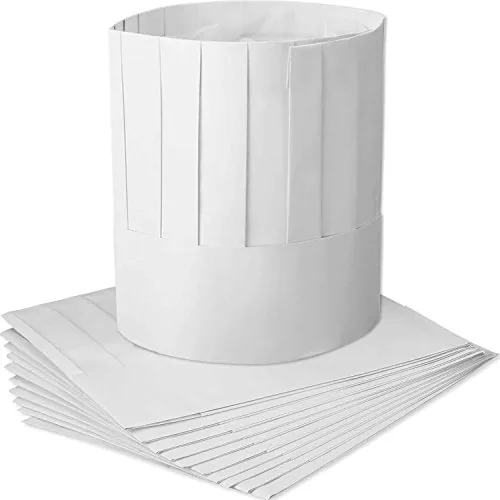 12 Pcs Chef Hat Set 9 Inch Disposable Paper Chef Tall Hats Adjustable