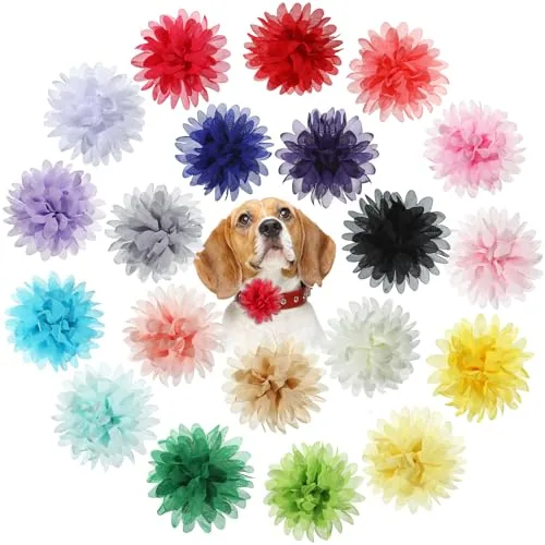 20 Pcs 4.7 Inch Dog Collar Flowers Bow